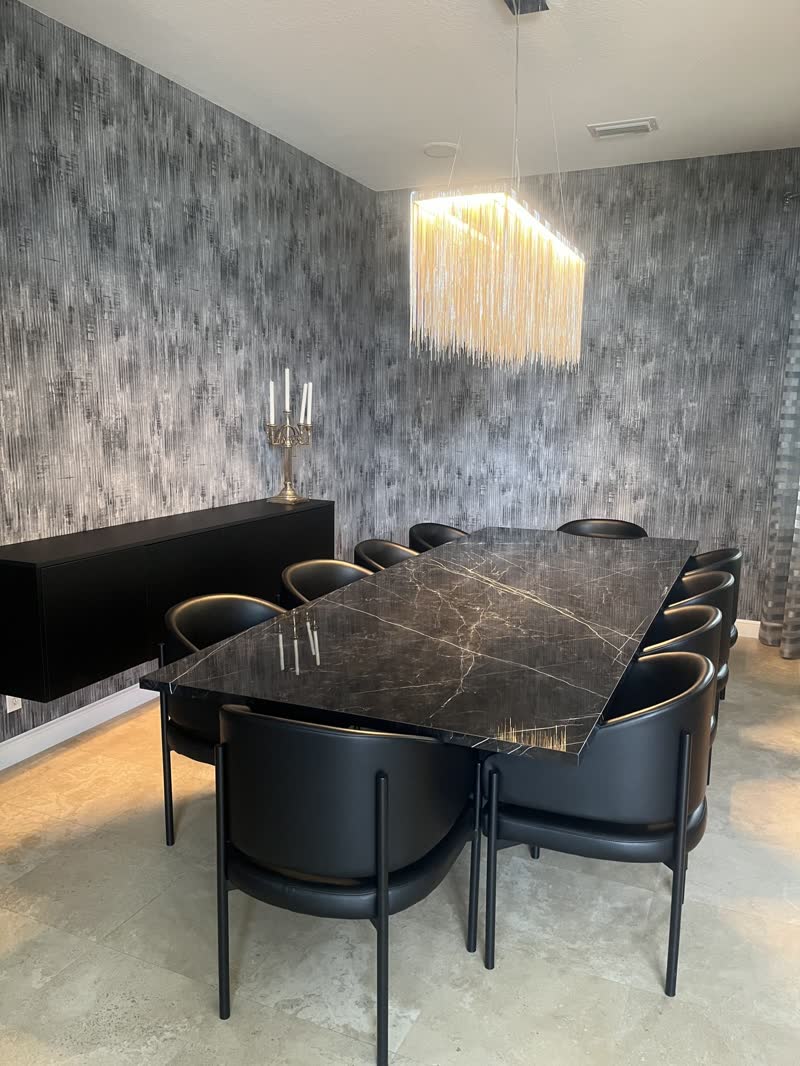 Meeting table cleaned after hours