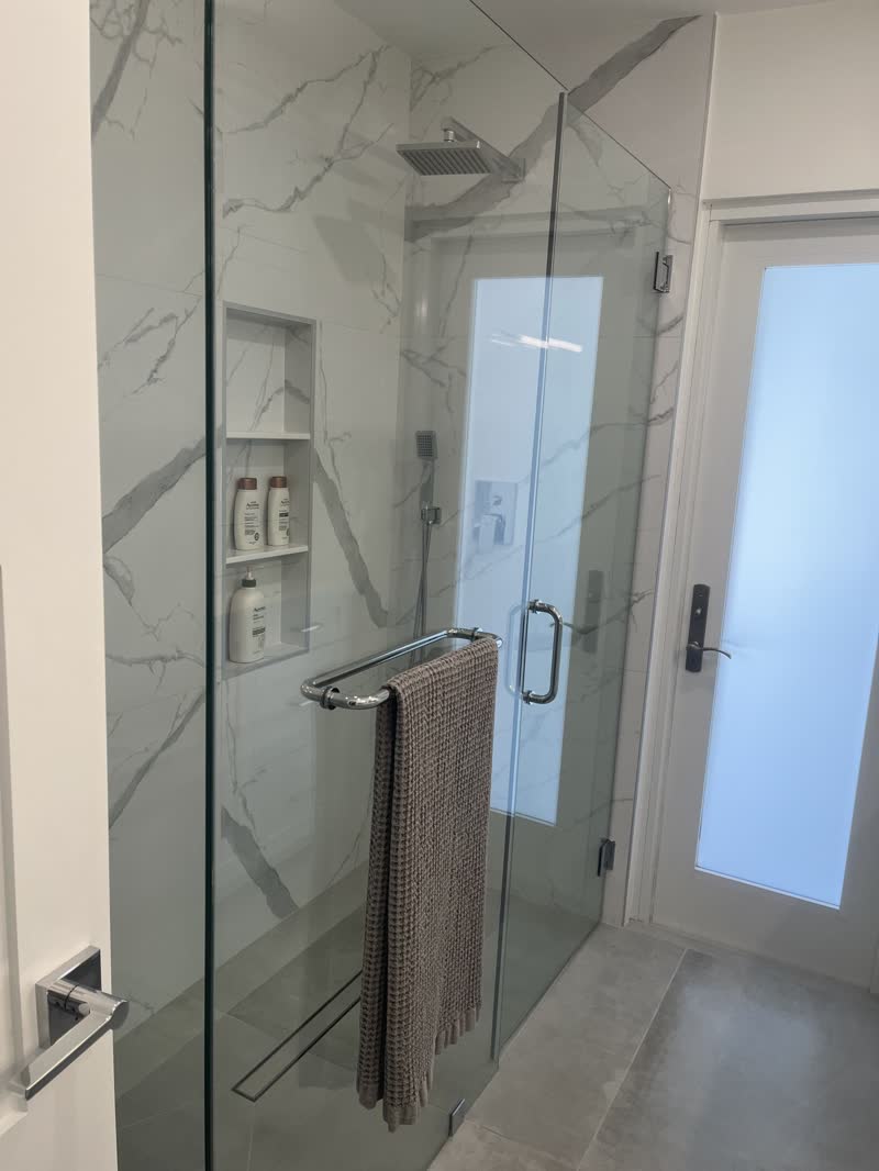 Marble shower after a deep clean